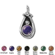 Sterling Silver Hand-Made Genuine Stone Pendants