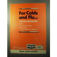 1970 Bayer Aspirin Ad - For Colds and Flu