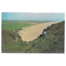 THE BEACH FROM BREAN DOWN, Somerset. unused vintage postcard by Plastichrome =