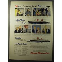 1953 United States Lines Cruise Ad - Star Spangled Sailings