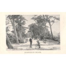 Cyclist Bicycle Hampstead Heath London Antique Idle Moments Old Postcard