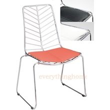 WIRE LEAF BERTOIA CHROME DINING SIDE CHAIR MODERN BLACK, WHITE, RED LEATHERETTE