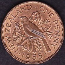 1955 New Zealand 1 Penny Coin