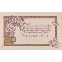 I Love You Lavender True Blue Blueest Message Poem Antique Postcard