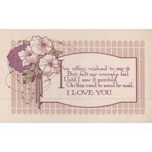 I Love You & Not Brave Enough To Say It To Your Face Poem Antique Postcard
