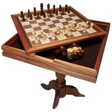 3-IN-1 Chess Checkers Backgammon Table Set, 18 Inch Premium Wooden Chess Tab...