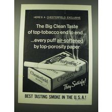 1960 Chesterfield King Cigarettes Ad - Big Clean Taste of Top-Tobacco