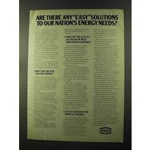 1973 Texaco Oil Ad - Any Easy Solutions to Energy