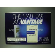 1989 Vantage Cigarettes Ad - The Half Tar Advantage