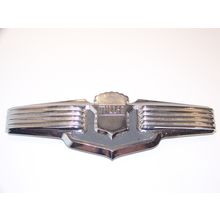 VINTAGE MILLER COACHWORKS EMBLEM 9 1/2" X 3 1/4" SHIELD & WINGS
