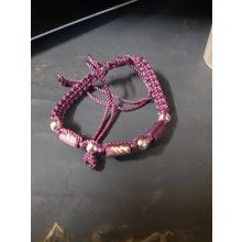 womens handmade adjustable purple stone silver bead bracelet