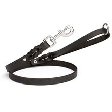 Leather Dog Leash with Nickel Plated Hardware W 3/4" - L 6' Black