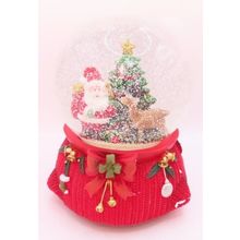 Santa & Deer Snowglobe 14 CM Musical We Wisy You a Merry Christmas Gift