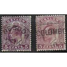 CEYLON 1908 EDVII 5c BOTH SHADES USED SG289 & 290
