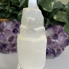 White Selenite Tower Crystal Healing Cleansing Satin Spar Chakra Reiki 4.2" 255g