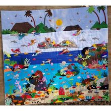 Arpillera Quilted Wall Hanging from Peru- Cotton Blend Nature patchwork art work