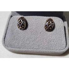 Retired James Avery Spanish Lattice post earrings 14K 925 Sterling Silver 5/8"