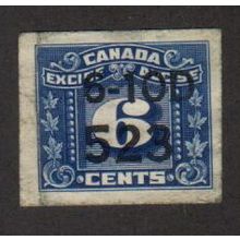 FX100 - #523 (Tobacco Overprint) - Canada Federal Excise Tax Revenue Stamp