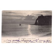 COUCHER DU SOLEIL, ETRETAT, FRANCE used vintage postcard, =