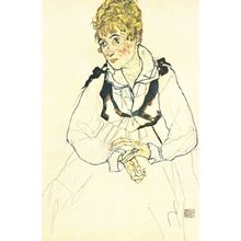 Egon Schiele Die Frau Des Kunstlers Painting POstcard