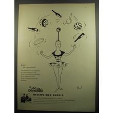 1955 Bates Fabric Ad - relax! She's Disciplined!