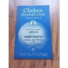 1951/52 Chelsea vs Middlesbrough, Division 1, 16/2/1952 ** FREE P&P **