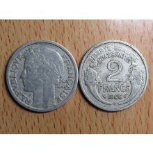 France Republic 1946B 2 Francs Coin