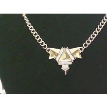 Gold Tone Crystal Glass Spike Necklace