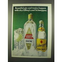 1975 Gilbey's Gin Ad - Beautiful Gin-and-Tonics