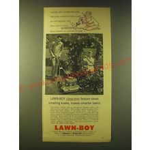 1956 Lawn-Boy Lawn Mower Ad - Lawn-Boy close-trim feature saves smarting knees