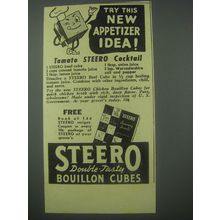 1941 Steero Bouillon Cubes Ad - recipe for Tomato Steero Cocktail