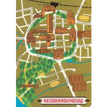Neubrandenburg German Germany Map Karte Postcard