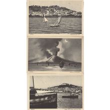 Napoli Boats Volcano Under Crescent Moon 3x Old Italy Postcard s