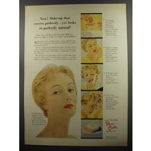 1953 Max Factor Pan-Cake Makeup Ad - Now! Make-up that covers perfectly