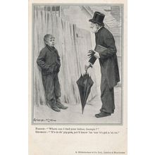 Henpecked Father Put In Pig Pen Antique Comic Postcard