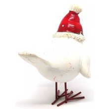 Christmas Bird Ornament Wearing a Red Santa Hat 11.5 cm - Festive Gift Holiday