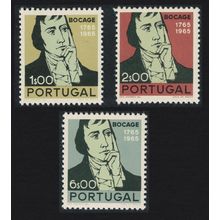 Portugal Birth Bicentenary 1965 of Manuel M B du Bocage poet 3v 1966 MNH