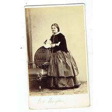 Victorian cdv photo young woman standing by chair Glasgow photographer