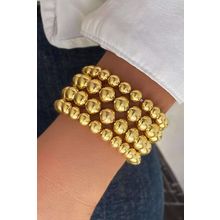 Gold Multi Layered Alloy Beaded Elastic Bracelet
