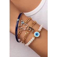 Gold 4pcs Pearled Chain Bracelet Set