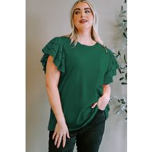 Green Plus Size Flutter Sleeve Top
