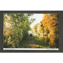 Postcard Berkshire Aldermaston Cycling by the Kennet and Avon Canal