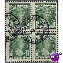 Canada 1935 SG335 1c Green Fine Used Block of 4