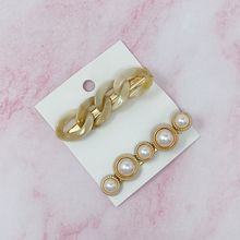 Marble Chain And Pearl Hair Clip [ Milky Marble ]