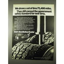 1974 Sears Steel Belted Radial Tires Ad - 72,400 Miles