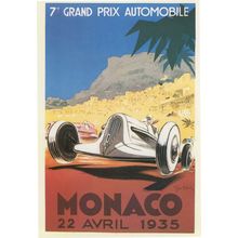 Monaco Grand Prix 1935 Formula 1 Grand Prix Poster Postcard