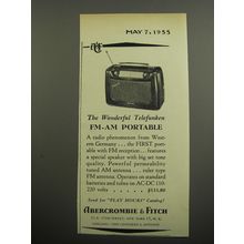 1955 Abercrombie & Fitch Telefunken FM-AM Portable Radio Advertisement