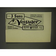 1956 Henry Hudson Hotel Ad - The 3 Suns The Intimate Voyager Room