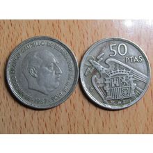 Spain 1958 Franco 1957-58* 50 Peseta Coin