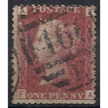 1858 SG43 1d Red Plate 142 Good/Fine Used Check Letters "FA".